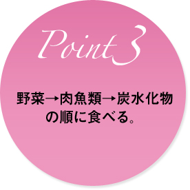 野菜→肉魚類→炭水化物の順に食べる。
