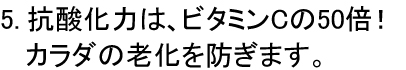 抗酸化力は、ビタミンCの50倍！カラダの老化を防ぎます。
